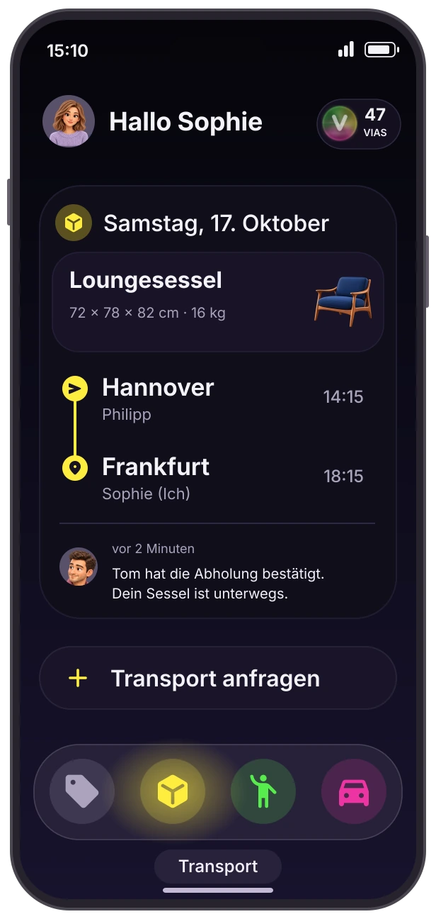 Transport in der VIA X App